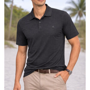 Calvin Klein Polo Shirt mens XXL Black Cotton CK Logo Classic Fit Short Sleeve